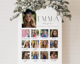 Welcome Sign For Graduation She Did It, Graduation Welcome Sign Easel, Graduation Welcome Sign With Multiple Photo, Instant Download, CANVA
