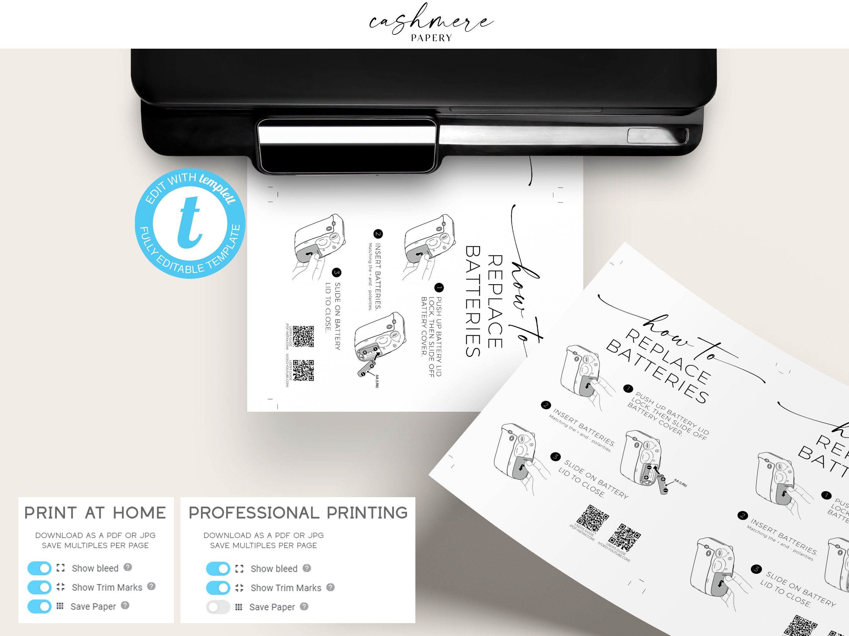Editable Instax Mini 12 How to Replace Batteries Instructions Etsy