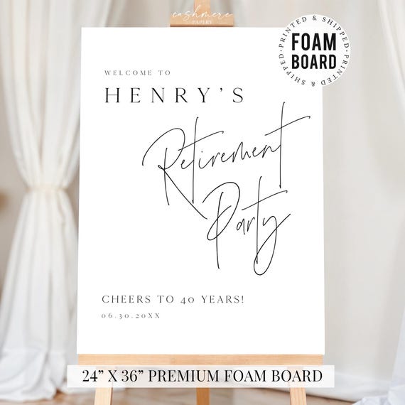 Personalized Retirement Party Calligraphy Sign for Men and Women End of Career, Minimalist Large Welcome Sign Foam Board (Print & Shipped)