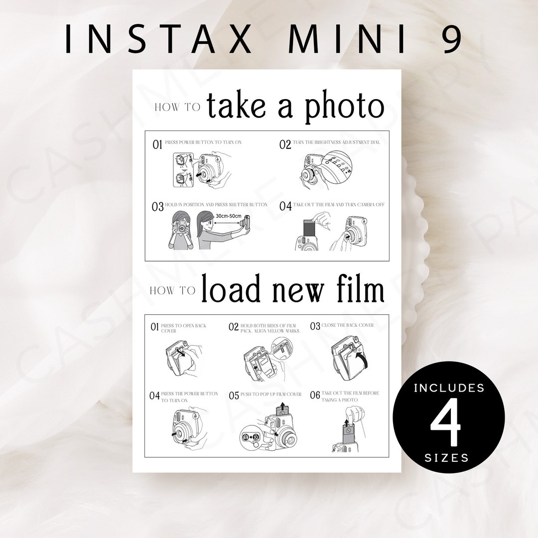 Wedding Instax Mini 9 Camera Instructions Template How to Etsy