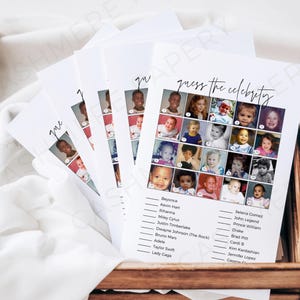 Celebrity Baby Names, Baby Celebrity Game, Guess The Celebrity, Baby Shower Activity, Instant Download, Guess Celebrity Baby, Who Is That Baby, Celebrity Name Game, Modern Baby Shower, Baby Shower Trivia, Gender Neutral, Digital Download, Fun Baby Shower Game