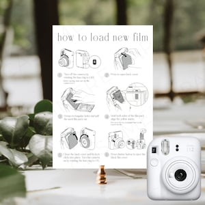 Photo Guest Book And Instax Mini 12 Photo Book Instruction, Mini Camera How to Load New Film Polaroid Sign, Wedding Photo Guest Book SPM09
