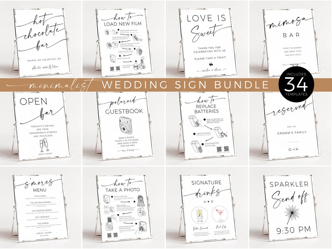 Modern Wedding Signs Template Table Sign Modern Wedding Signage Bundle ...