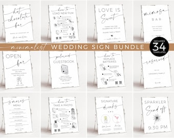 Modern Wedding Signs Template | Table Sign | Modern Wedding Signage Bundle | Boho Wedding Signs Printable Download | Editable Sign Templates