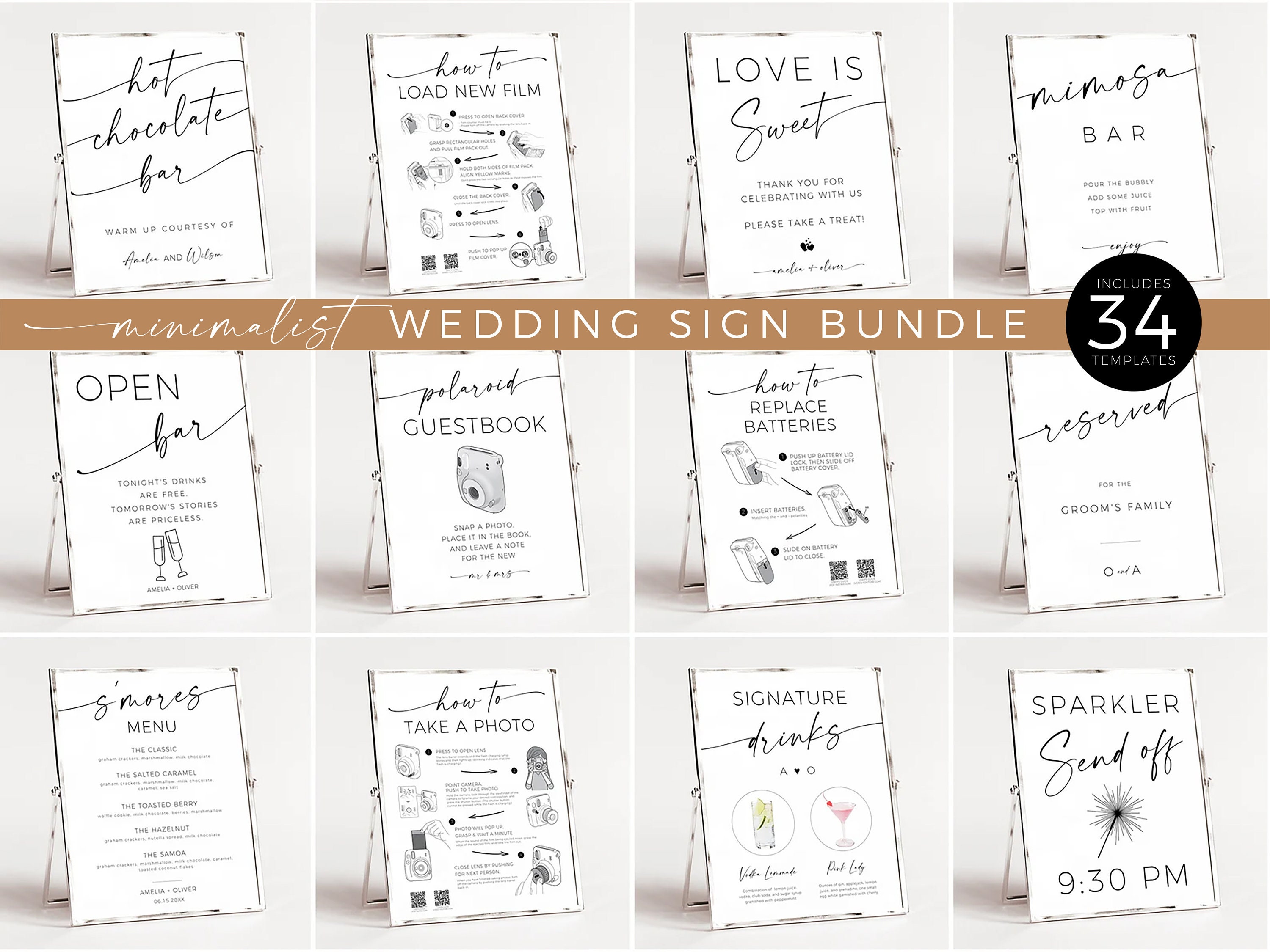 Modern Wedding Signs Template Table Sign Modern Wedding Etsy