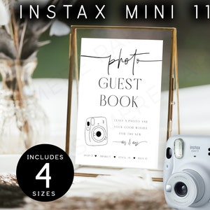 Instax Mini 11 Photo Guestbook Sign, Polaroid Camera Guest Book Calligraphy Signage, Editable Wedding Signs Templett DIY DOWNLOAD SPM09