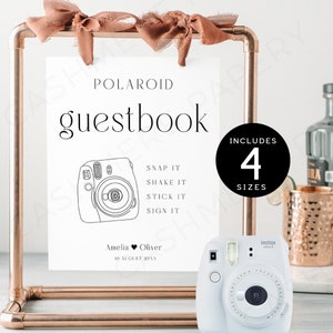 Boho Polaroid Sign Wedding, Editable Photo Guest Book Download, Instax Mini 9 Guestbook Snap It Shake It Stick It Signs, Printable Templett