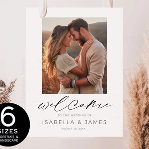Welcome To Our Wedding Sign with Picture | Rehearsal Dinner Reception Photo Poster Decor | Editable Printable Templett Instant Download