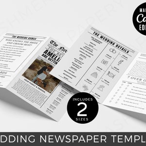 Newspaper Wedding Program Canva, Printable Ceremony Templates, Editable Order of Events with Photos, Instant Digital Download DIY
