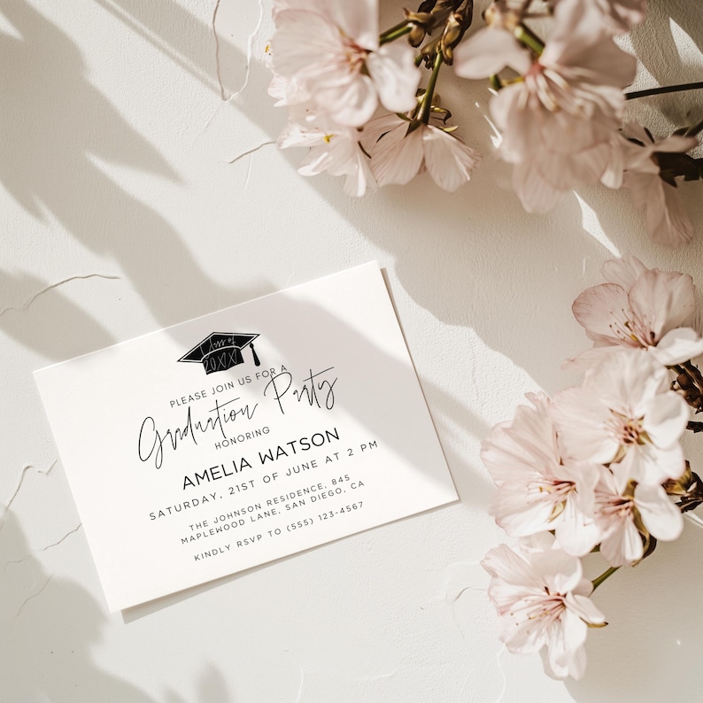 Graduation Party Mini Invitation, Grad Party Insert Card Printable ...