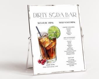 Dirty Soda Sign Graduation Editable, Dirty Soda Bar Sign For Wedding, Dirty Soda Graduation Sign Dirty Soda Menu Sign Instant Download CANVA