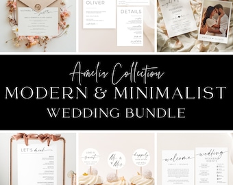 Modern Minimalist Wedding Signage, Printable Reception Signs Set, Minimal Wedding Templates, Editable Wedding Sign Bundle Old Money
