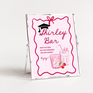 Printable Shirley Temple Signature Drink Sign, Pink Whimsical Soda Bar Print, Graduation Party Mocktail Sign, Fun Grad Celebration Decor