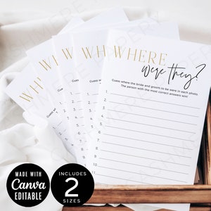 Where Were They Photo Game, Editable Bridal Shower Couples Picture Games, Editable Photo Guessing Game Printable Template Canva DIY Download