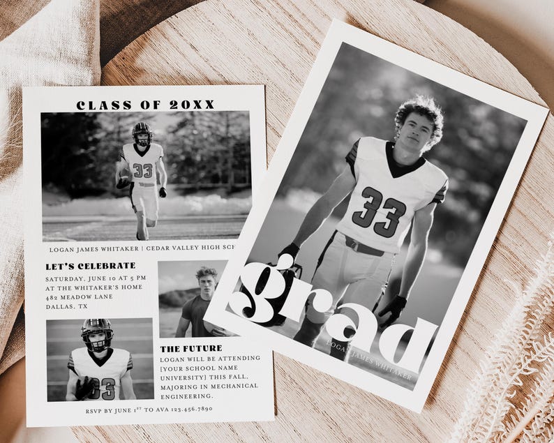 Senior Graduation Invites Boy Senior Graduation Invitation Class of 2026, Editable High School ...