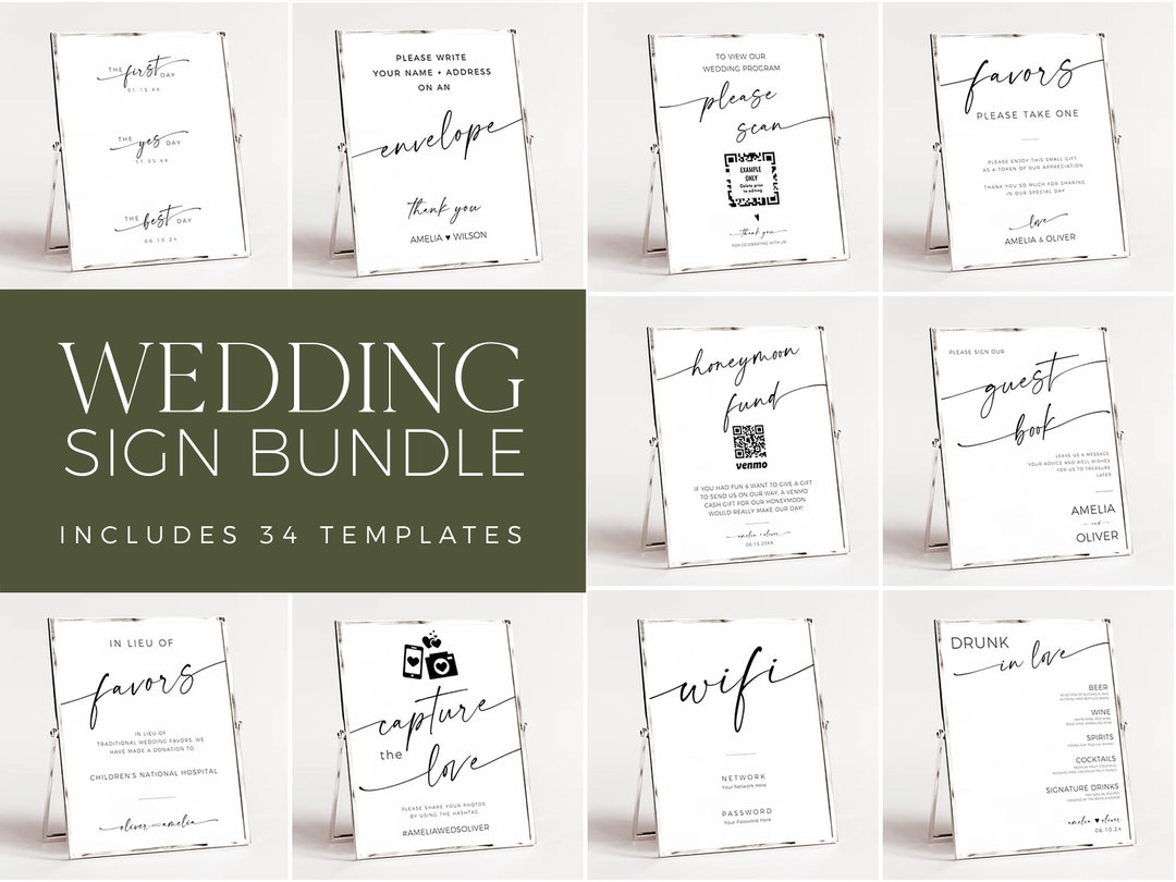 Editable Wedding Sign Templates Modern Wedding Bundle Wedding Signs Editable Wedding Sign Templates Modern Wedding Bundle Wedding Signs