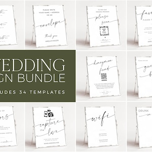 Editable Wedding Sign Templates | Modern Wedding Bundle | Wedding Signs Bundle | 34 Modern Wedding Signs Template