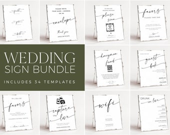 Editable Wedding Sign Templates | Modern Wedding Bundle | Wedding Signs Bundle | 34 Modern Wedding Signs Template