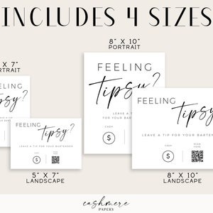 Feeling Tipsy, Tip Your Bartender Sign Template | Wedding Tip Jar Venmo ...