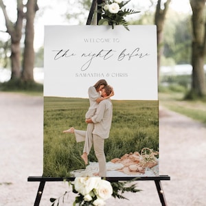 The Night Before Sign With Picture, Rehearsal Dinner Welcome Sign, Personalized The Night Before Sign Template, Printed Wedding Sign, CANVA
