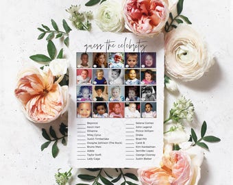 Printable Baby Shower Games, Guess the Celebrity Baby Photo, Celebrity Quiz Baby Shower, Baby Celebrity Photos Quiz, Canva Instant Download