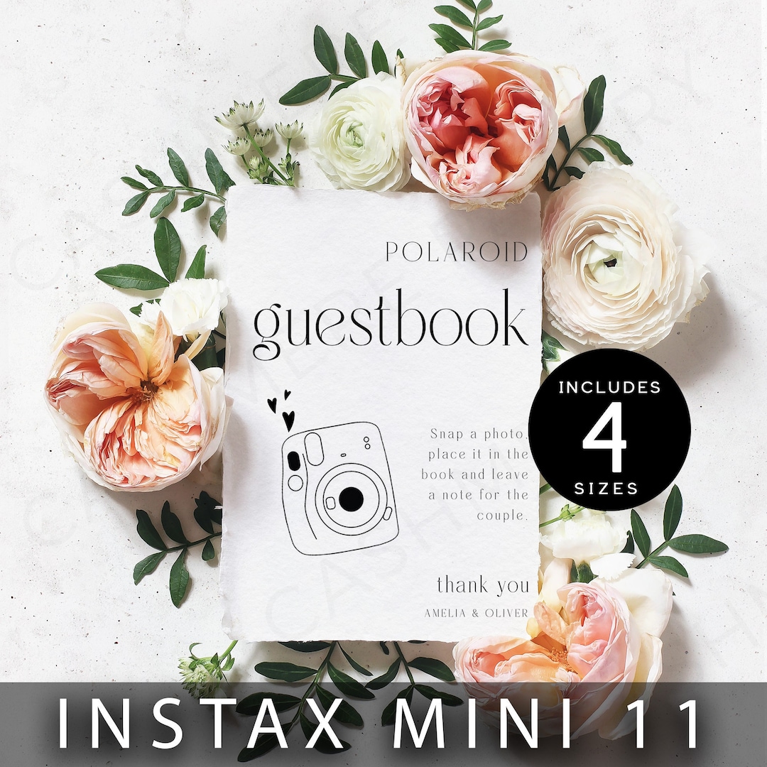 Instax Mini 11 Wedding Instructions Sign, Polaroid Camera Guest Book