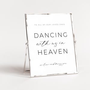 Dancing With Us In Heaven Sign, Wedding Memorial Sign Dancing In Heaven, Printable Dancing In Heaven Memory Table Sign, Instant Download
