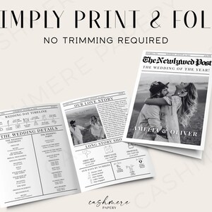 Wedding Newspaper Canva Edit, Folded Large News Paper Program Template, Infographic Photo Invitation DIY Printable Instant Digital Download image 9