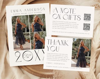 Grad Party Invite Bundle, Custom Thank You Card, High School Graduation Template, Printable Graduation Gift Card Inserts, Downloadable CANVA