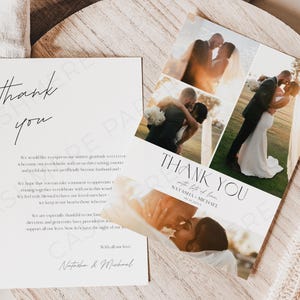 Notas de agradecimento de casamento, modelo de cartão de 4 fotos editável, cartão postal personalizado para impressão, download do Canva DIY, download instantâneo de fotos