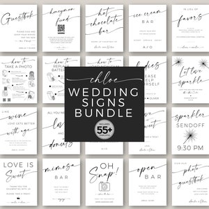 55+ Wedding Reception Signs Templates Bundle, Bridal Shower Minimalist Table Sign Printables, Modern Reception Editable Templett DIY Signage