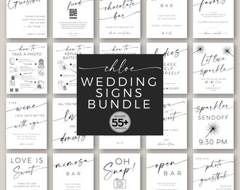 55+ Wedding Reception Signs Templates Bundle, Bridal Shower Minimalist Table Sign Printables, Modern Reception Editable Templett DIY Signage