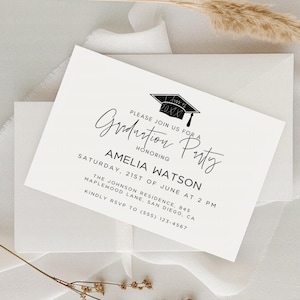 Graduation Party Mini Invitation, Grad Party Insert Card Printable, 2025 Grad Party Invite, Graduation Enclosure Card, Simple Invite, CANVA