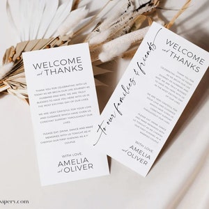 Wedding Thank You Cards at Place Setting, Modern Thank You Printable Napkin Note, Custom Minimalist Napkin Note Place Setting Templett DIY