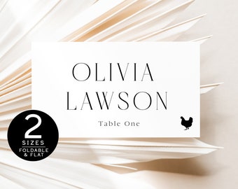 MINIMAL Wedding Place Cards Template Editable Place Card - Etsy