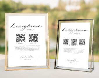 Honeymoon Fund Template Simple, Wedding Honey Moon Fund, Minimalist Honeymoon Fund Sign Digital for Bridal Shower, Instant Download, CANVA