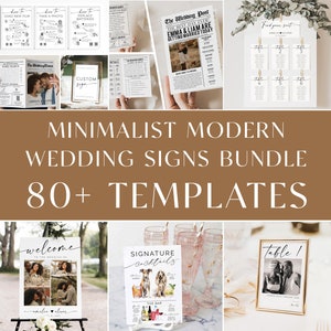 Wedding Signs Template Bundle Wedding Signs Bundle Minimalist Wedding Bundle Reception Sign Bundle Editable Template Sign Bundle, Printable