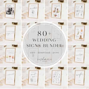 Editable Modern Wedding Sign Bundle, Custom Photo Reception Signs 80+ Templates Package, Custom Templett & Canva Newspaper Programs Download