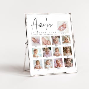Canva 1st Birthday Milestone Board, Baby’s First Year Poster, Printable Birthday Sign, One Year Old Celebration Template, Custom Baby Stats