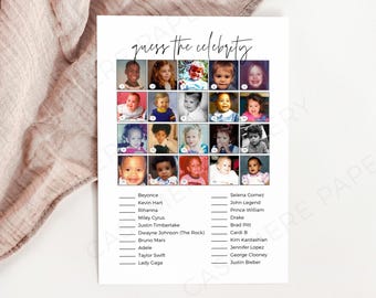 Errate das Promi-Baby, lustige Baby-Dusche-Spielvorlage, Quiz, Partyspiel, Sofort Download, CANVA