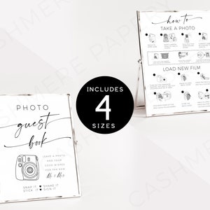 Photo Guestbook Sign and Camera Instructions Signs | Instax Mini 11 How to Load New Film, How to Take Photo Sign Wedding | Templett Download