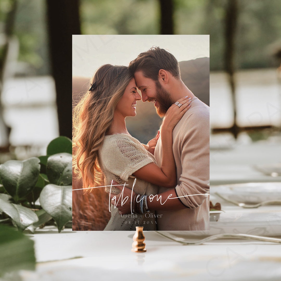 Photo Wedding Table Number Template, DIY Printable (Instant Download ...