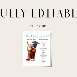 Party Drink Sign, Signature Drink Sign, Graduation Party Bar, Wedding Bar Sign, Italian Soda Bar, Bridal Shower Sign, Kids Birthday Drink, Dirty Soda Bar Sign, Soda Party Decor, Non-Alcoholic Drink, Soda Pop Bar, Printable Drink Menu, Drink Menu Signs