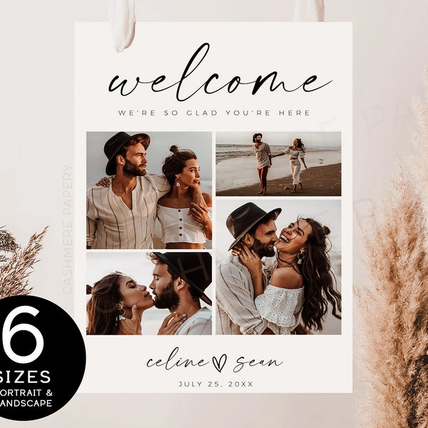 Engagement Party Welcome Sign Photo | Editable Wedding Reception Entrance Photo Signage, Outdoor Rehearsal Dinner Printable Signs Download