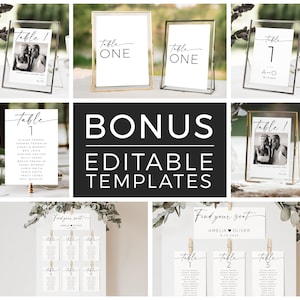 Modern Minimalist Wedding Signs Bundle, 80 Reception Table Signs Set, Welcome, Drinks, Newspaper Editable Templates, DIY Printable Download image 3