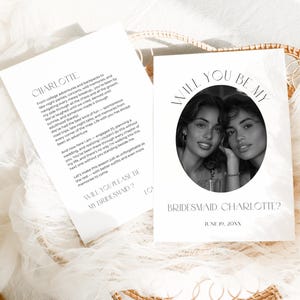 Will You be My Bridesmaid Proposal Card Printable, Customizable Photo Maid Of Honor Proposal Template, Instant Digital Download, CANVA