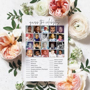 Celebrity Baby Names, Baby Celebrity Game, Guess The Celebrity, Baby Shower Activity, Instant Download, Guess Celebrity Baby, Who Is That Baby, Celebrity Name Game, Modern Baby Shower, Baby Shower Trivia, Gender Neutral, Digital Download, Fun Baby Shower Game