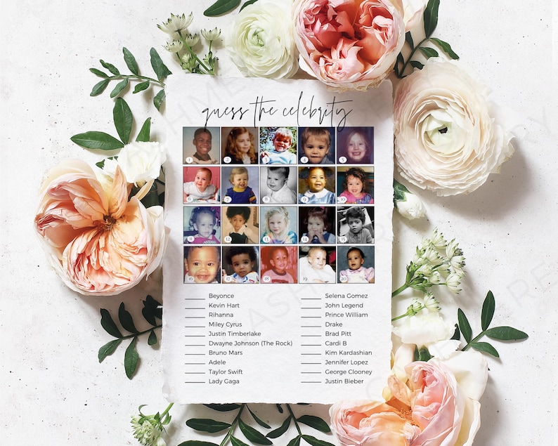 Celebrity Baby Names, Baby Celebrity Game, Guess The Celebrity, Baby Shower Activity, Instant Download, Guess Celebrity Baby, Who Is That Baby, Celebrity Name Game, Modern Baby Shower, Baby Shower Trivia, Gender Neutral, Digital Download, Fun Baby Shower Game