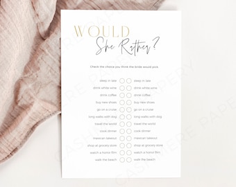 Would She Rather Template, Bride Would Rather Fun Bridal Shower Template, Printable Bachelorette Games Custom Digital Download, CANVA