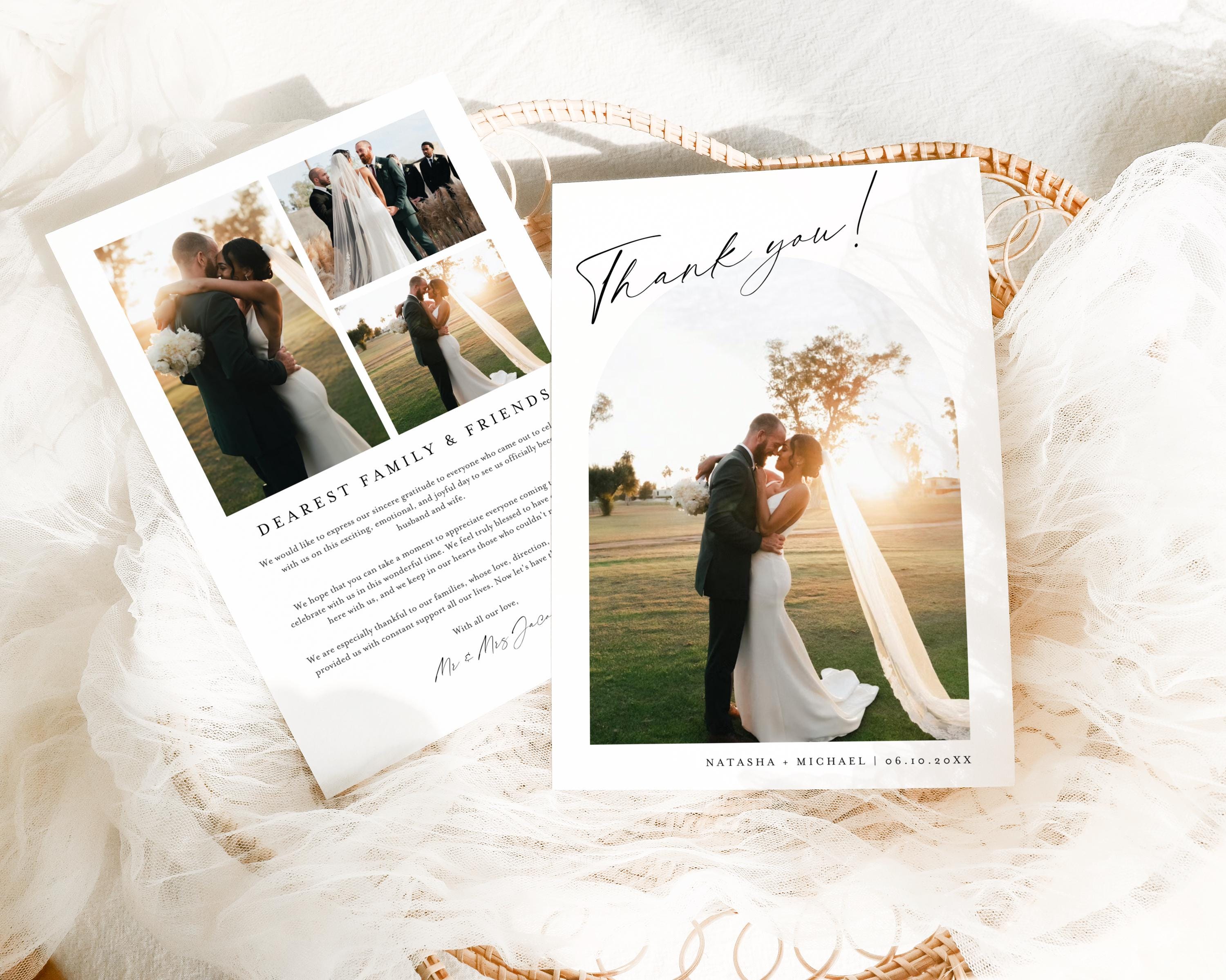 Wedding Thank You Postcard Canva, Minimalist Arch Photo Cards and ...